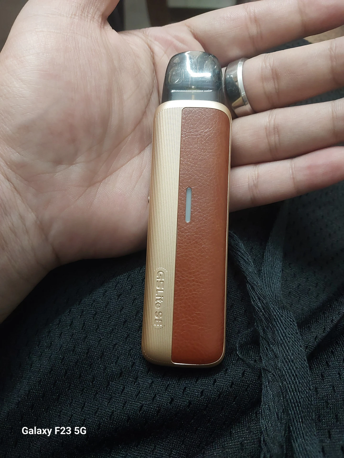 Leather Finish Pod Device - Brown & Gold